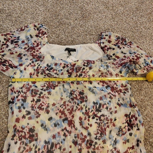 Banana Republic NEW Women's Blouse Floral Size M Puff Sleeve Sweetheart Neck. - Picture 5 of 6